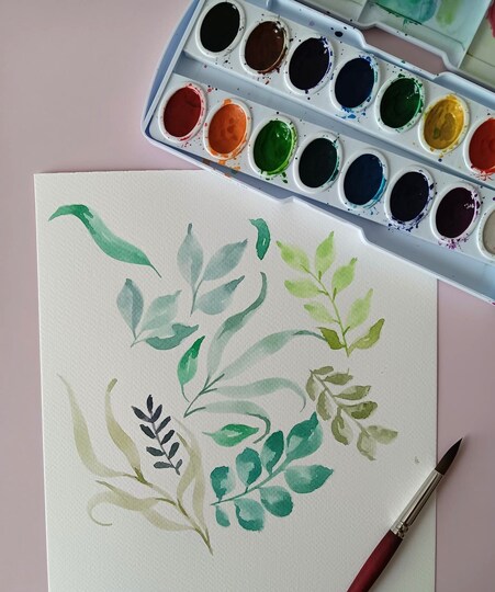 Watercolor techniques for painting leaves